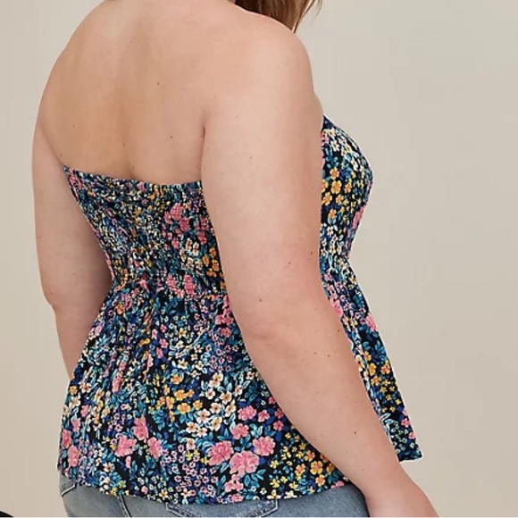 Torrid Stretch Challis Lace Up Back Corset Top - Picture 2 of 4